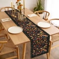 thumbnail image 3 of Boho Black Flowers Table Runner - 120 Inch Long Spring Abstract Watercolor Floral Leaf Cotton and Linen Blended Dress Scarves Farmhouse Table Runner for Kitchen Dining, Coffee Table, 13" x 120", 3 of 8