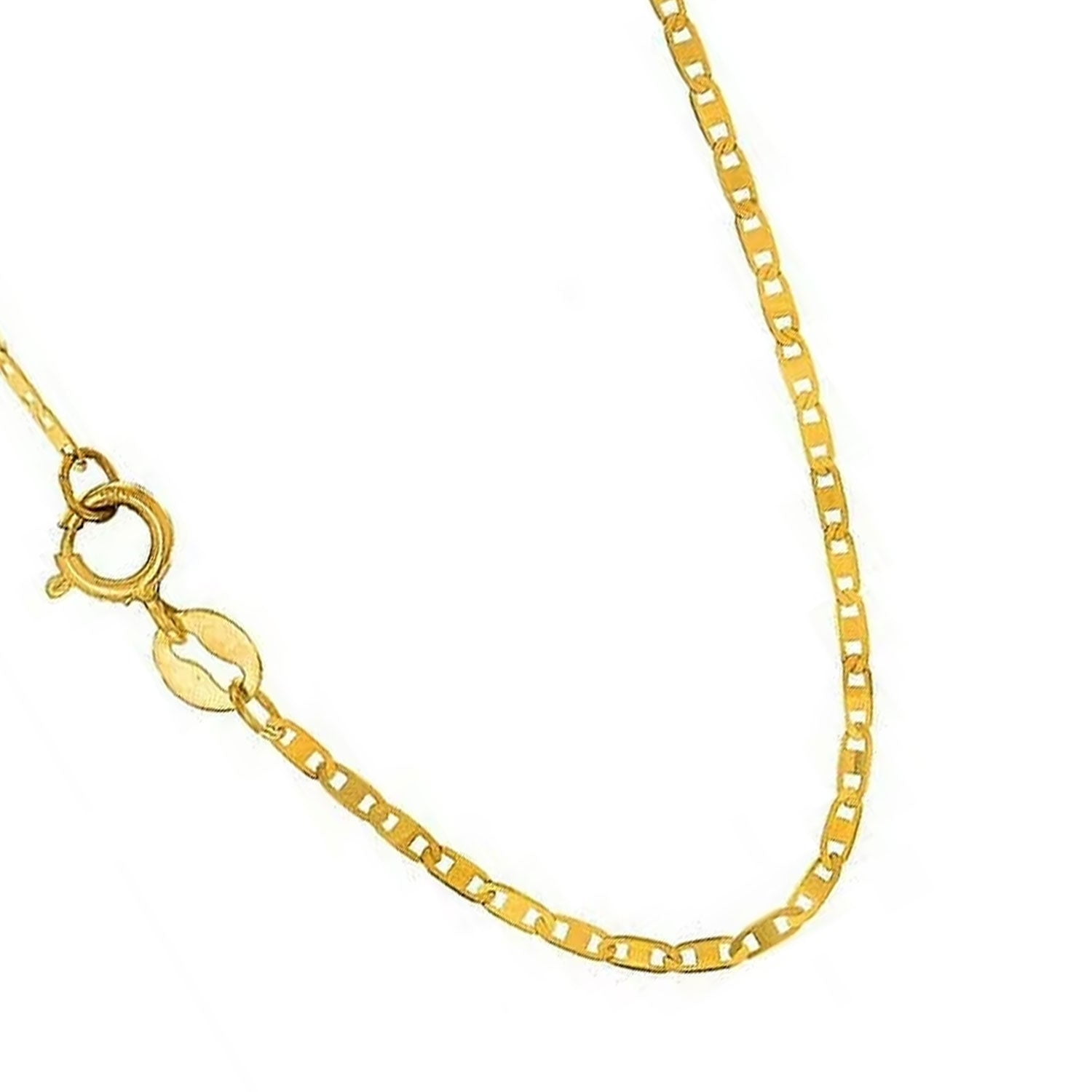JewelStop 10k Solid Yellow Gold 1.2 mm Mariner Chain Anklet, Spring Ring Clasp - 10 Inches