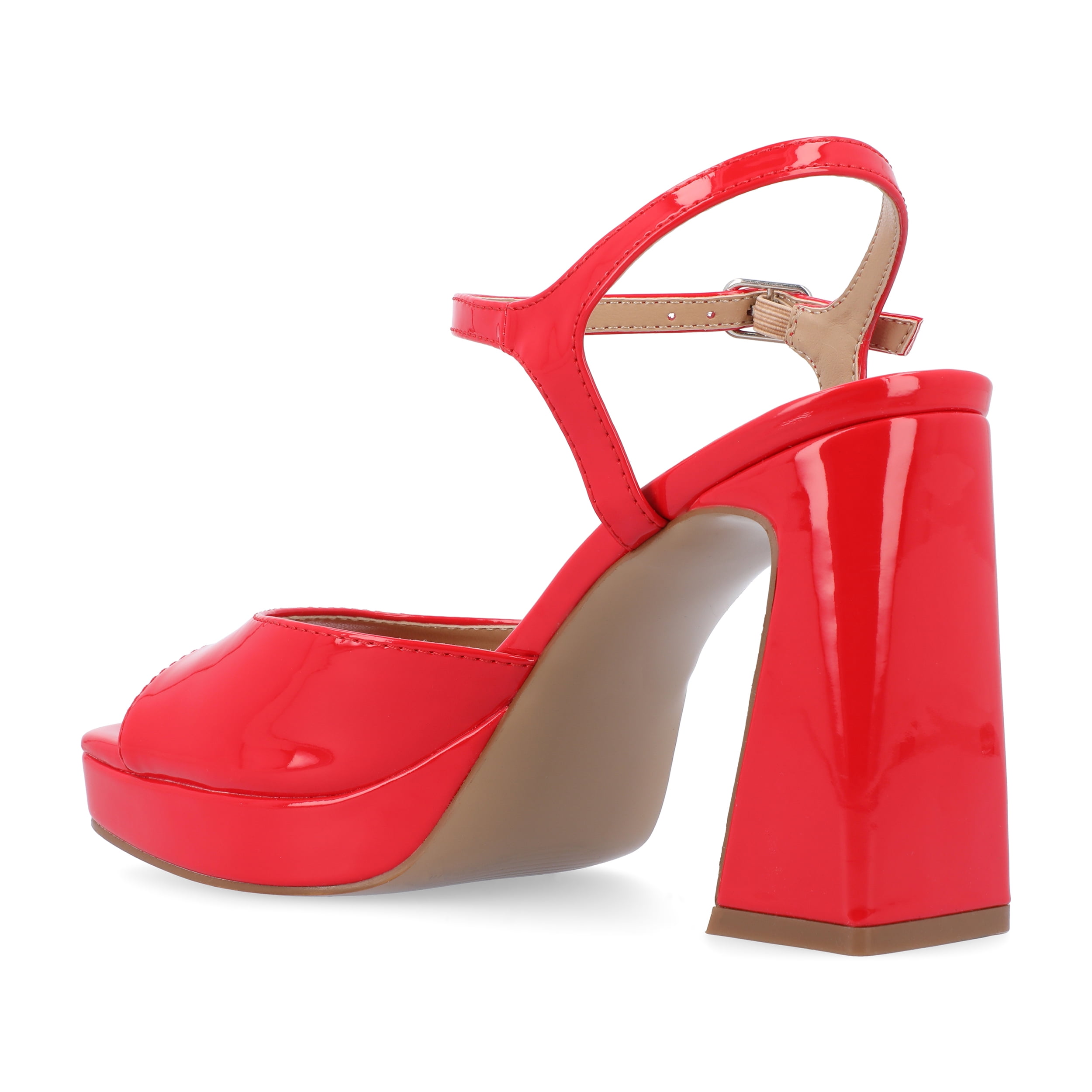 Journee Womens Ziarre Patent Vegan Leather Ankle Strap Platform Dress Sandals
