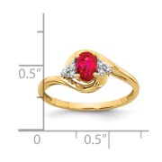 Finest Gold 14K Yellow Gold Ruby & Diamond Ring - Size 7