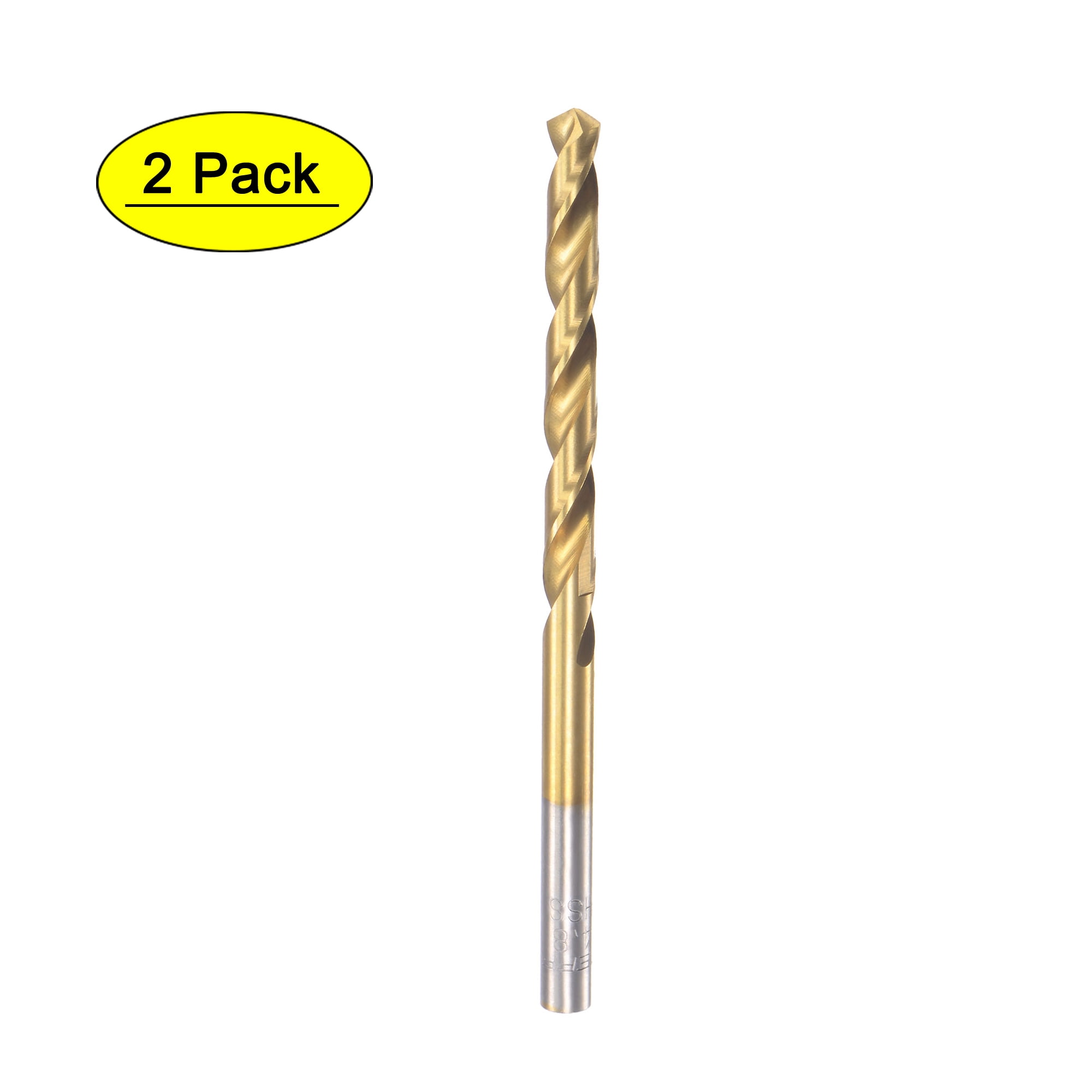 Uxcell 4.8mm High Speed Steel Straight Shank Twist Drill Bit Fully Ground Titanium Coated 2 Pack, Size: 4.8mm x 45mm x 86mm, Gold