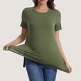 thumbnail image 4 of Women's Maternity Tops Crewneck Short Sleeve Shirts Casual Loose Tunic Tops Split Hem Ribbed Summer Blouses Pregnancy Clothes, 4 of 5