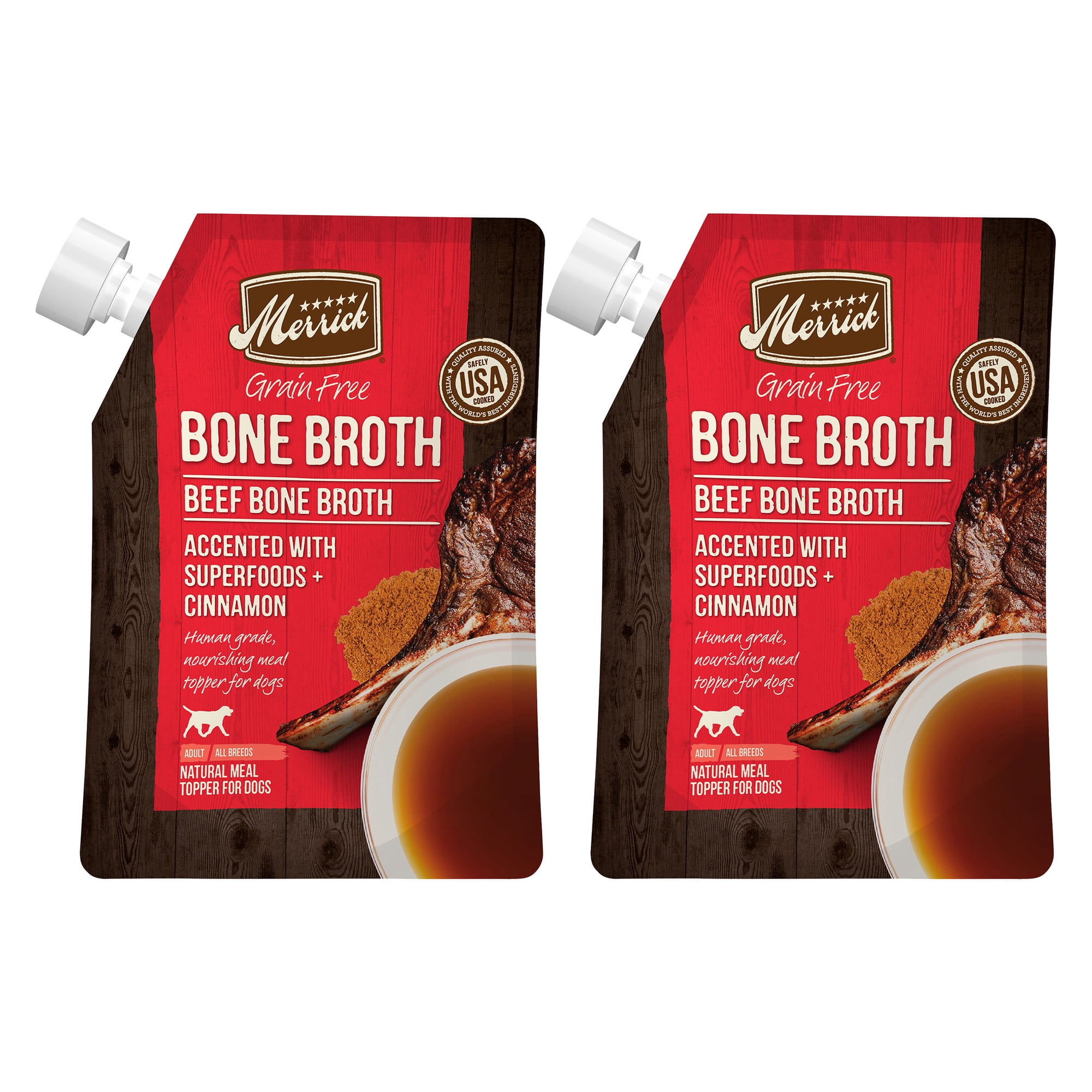 Merrick Bone Broth All Life Stages Dog Food Topper Beef, 16 oz. (Pack of 2)