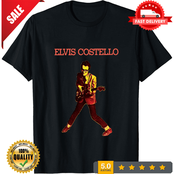 Reprint Rare Elvis Costello Man Men's Black T-Shirt Size S to 5XL, LIMITED EDITION-TH72273