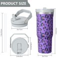 thumbnail image 4 of Leopard Print 30oz Handheld Travel Tumbler with Handle – Double Wall Stainless Steel Insulated Cup, Flip Straw Lid, Leak-Proof & BPA-Free for Hot and Cold Drinks – Durable Coffee & Juice Mug White, 4 of 6