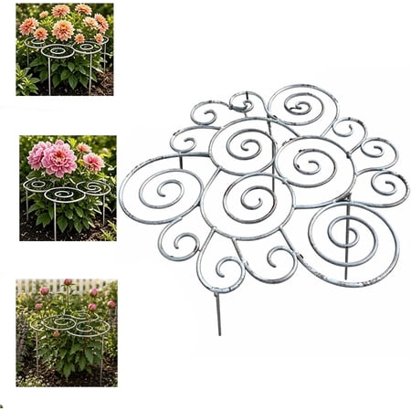 Metal Plant Support Ring for Garden,Peony Cage and Flower Hoop for Hydrangeas and Roses, Heavy Duty Grow Through Rings for Outdoor and Indoor