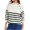 White 1, variant on Womens Sweaters Mock Neck Side Button Raglan Sleeve Rib Cuff Striped Tops