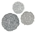 thumbnail image 3 of 20" 3-Piece Feather Metal Wall Art Set, Grey Textured Disc Decor with Hook Rings, 3 of 13