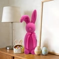 thumbnail image 5 of YingYouFu Easter Decorations Flocked Bunnies Figurine with Bow tie Flocking Rabbit Tabletop Ornament for Easter Centerpieces for Spring Table Decor, Party Supplies Home Party Office(Bright Colors), 5 of 6
