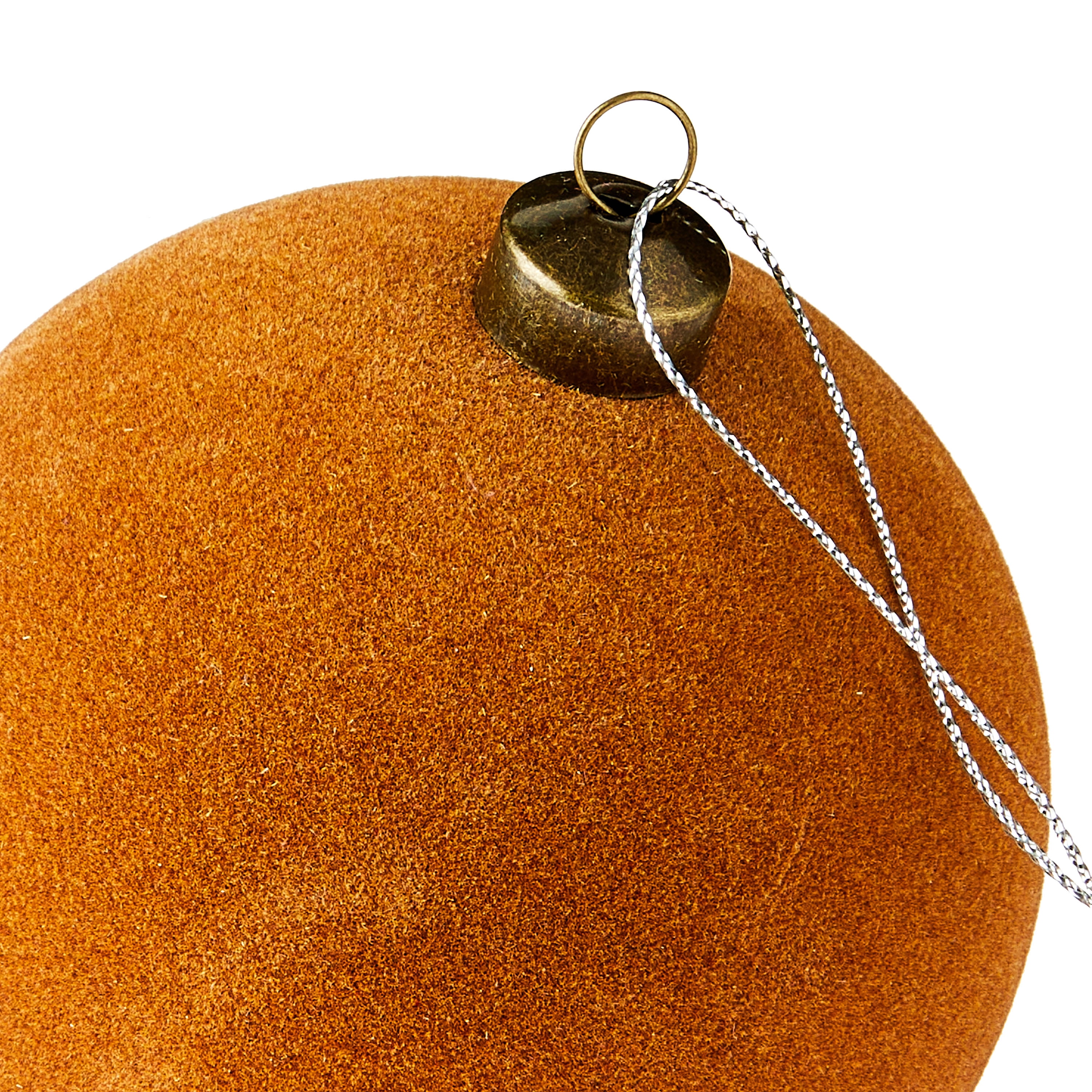 4 Count Brown Velvet-Feel Ball Christmas Ornaments, 4.5", by Holiday Time