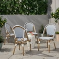 thumbnail image 2 of GDF Studio Brandy Outdoor French Bistro Chairs, Set of 4, Blue, White, and Bamboo Finish, 2 of 7