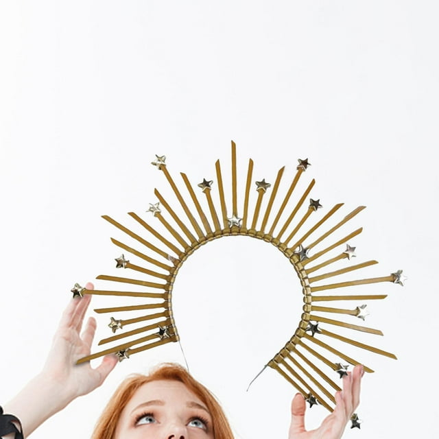 Accesorios de disfraz de diadema de para mujer Tiara Photo Prop Headwear Halo Crown Headpiece para boda, Halloween, sesión de fotos, aniversario Pentagrama Salvador Fuente