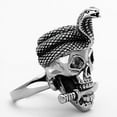 thumbnail image 4 of Silver Skull Snake Ring Sword Anillo Para Hombre Mujer Stainless Steel Ring with Epoxy in Jet, 4 of 4