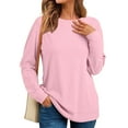 thumbnail image 6 of Sweatshirts for Women No Hood Crewneck Loose Fit Fleece Pullover Fall Fashion Clothes with Pocket Pink M, 6 of 8