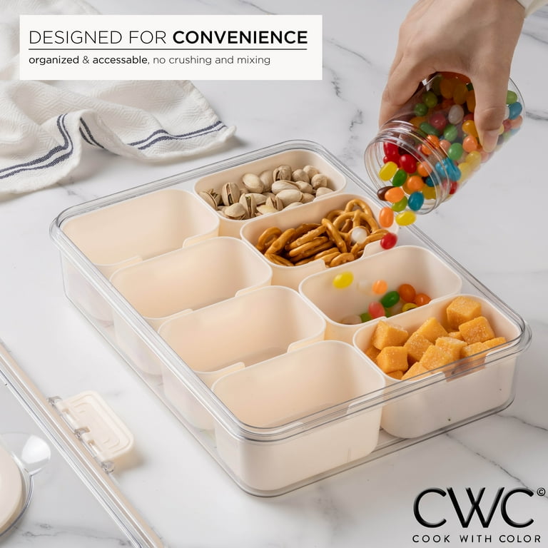 COOK WITH COLOR Snackle Box Container, 8-Compartment Plastic Snack