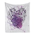 thumbnail image 1 of Romantic Soft Flannel Fleece Blanket, Watercolor Splashes Heart Sketch Valentine's Day Love Romance Pattern, Cozy Plush for Indoor and Outdoor Use, 50" x 60", Purple and Dark Purple, by Ambesonne, 1 of 5