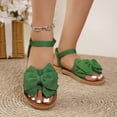 thumbnail image 6 of FRSASU Women's Bow Flat Sandals Dressy Open Toe Ankle Strap Summer Vacation Slides Shoes Green, 6 of 9