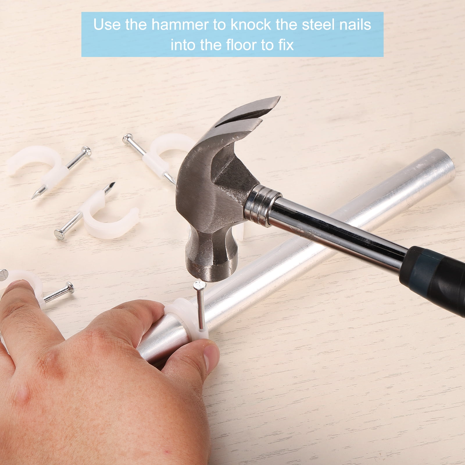 Uxcell 20mm Half Clamp J-Hook with Nail, 140Pcs Pex Pipe Fixture Support Holder, White