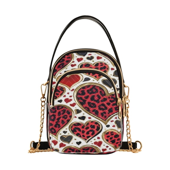 Cross Body Shoulder Handbags Bags Fashion Leopard Heart Edgy Print Pattern