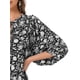 thumbnail image 5 of Vestido Casual Mini Flare de Manga 3/4 con V Escote Floral para Mujeres S Negro, 5 of 6