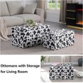 thumbnail image 4 of Storage Ottoman Bench with 2.56-inch Thick Seat, 31.5 inch Nesting Ottoman Set of 2, Hinged Flip Top Bench with Storage for Living Room, Bedroom, Cow Print, 4 of 15