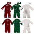thumbnail image 2 of Conjuntos a juego de Navidad para la familia, ropa para niños y niñas, pijamas de terciopelo rojo, conjunto de pijama verde, blanco crema, ropa de dormir 2023, 2 of 4