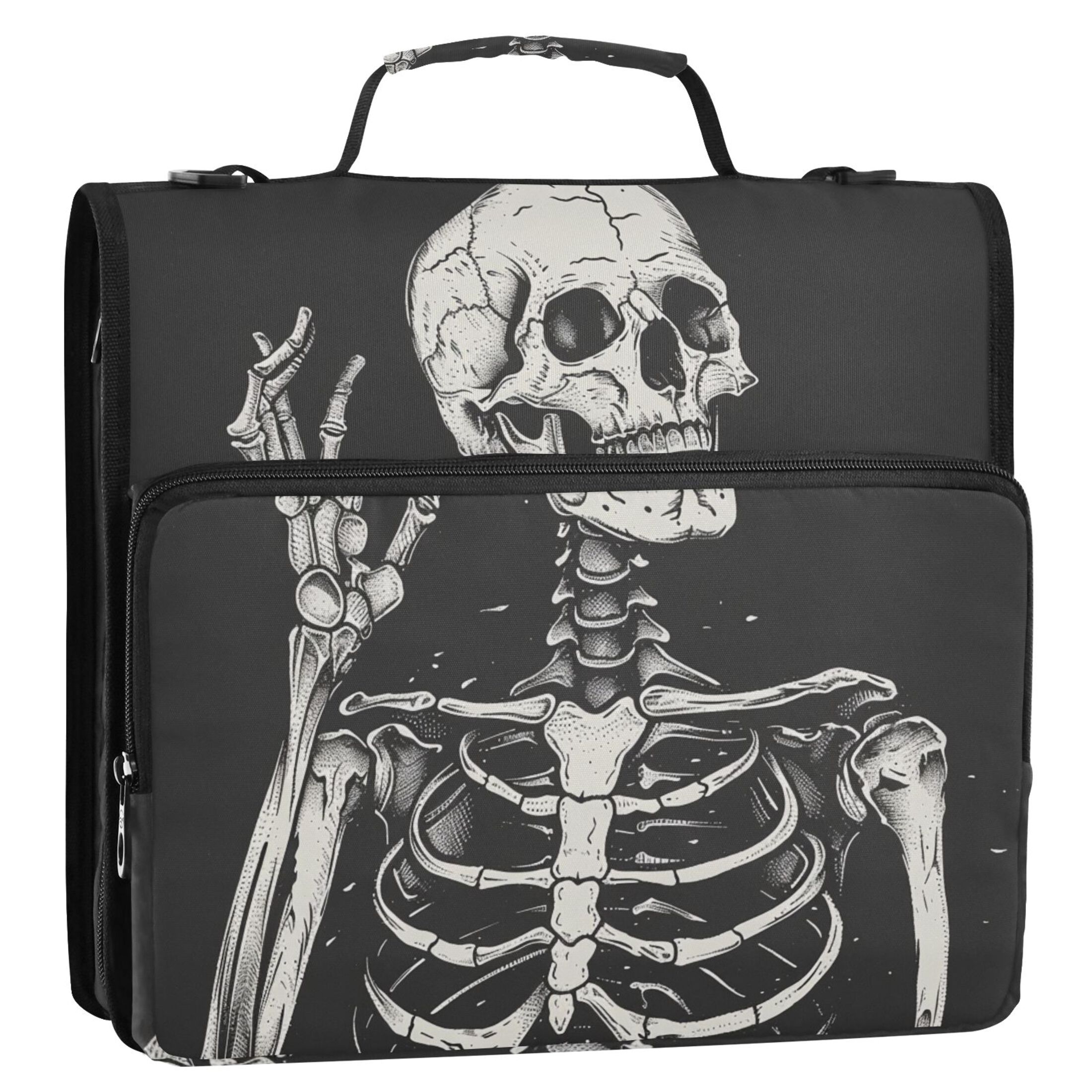 ALAZA Zipper Binder Bag Cool Human Skeleton 3 Ring File Folder Binder Organizer Bag