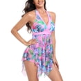 thumbnail image 5 of EHQJNJ Swim Skirt with Shorts Floral Graphic Printed V Neck Swim Tankini Flowy Tank Jumpsuit Dress Swimming Romper Dresses Tankini with Shorts Swimsuits for Women Swimsuit for Women 2024 2 Piece, 5 of 8