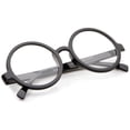 thumbnail image 4 of Retro Horn Rimmed Clear Lens Round Eyeglasses 52mm (Black / Clear), 4 of 4