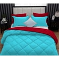thumbnail image 6 of DNG Creations 3 Piece Solid Reversible Diamond Pattern Comforter 550 GSM All Season 800 TC, 100% Egyptian Cotton - Twin/ Twin XL - Size ( Turquoise-Blue/Red Colour ), 6 of 7