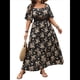 thumbnail image 2 of Vestidos Florales de Corta para Mujer, Cuello Cuadrado, Encaje Recortado, Ojales, Estilo Vintage Bohemio, Maxivestido 2025 Negro XXL, 2 of 10