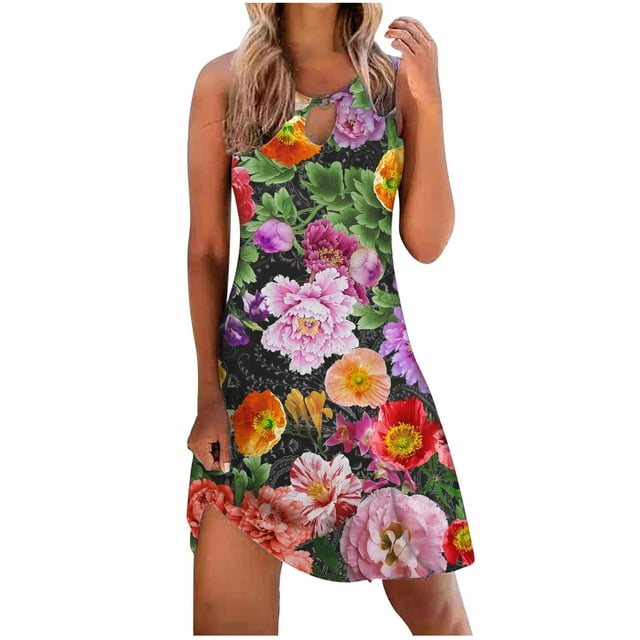 sundresses for women beach-Womens Dresses Boho Sleeveless Sun Dress ...