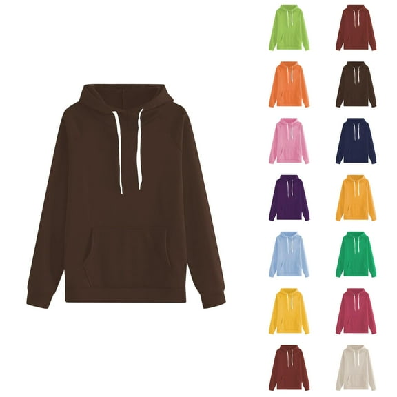 Sweatshirt Women Women's Solid Sweatshirt Fashionable Women's Hooded Solid Color Sweatshirt With Pocket Casual Style & Comfortable Fit