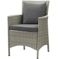 thumbnail image 1 of Modern Contemporary Urban Design Outdoor Patio Balcony Garden Furniture Side Dining Chair Armchair, Rattan Wicker, Dark Grey Gray, 1 of 3