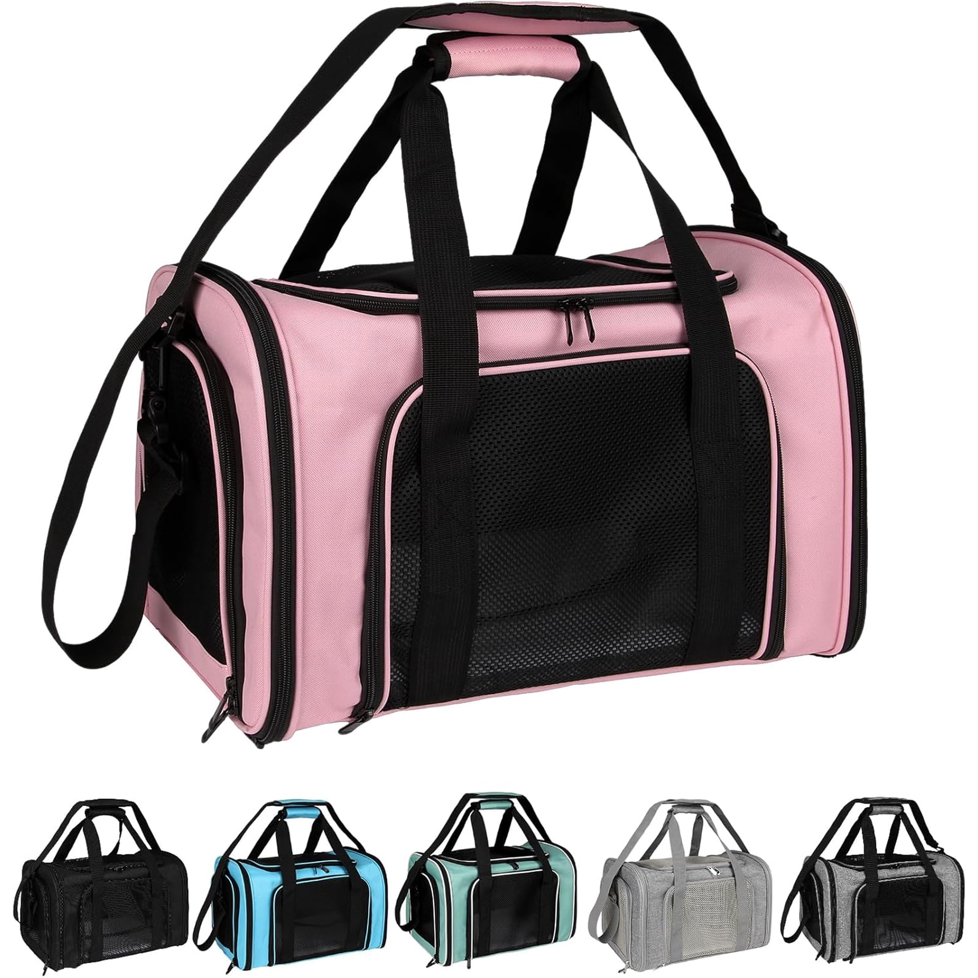 General Dog Cat Carrier Pet Carriers for Large Cats Small Dogs Carrier Soft Sided Puppy up to 25Lbs Dog Carrier Portable Foldable Dog Cat Travel Carrier (Large-Pink-20 * 13 * 13)