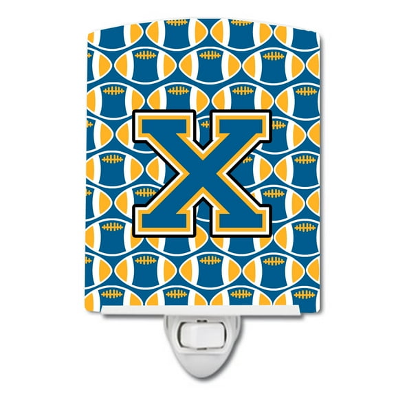 Letter X Football Blue and Gold Ceramic Night Light