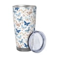 thumbnail image 2 of Uemuo Butterfly Print Travel Coffee Mug ,20oz Double-walled Car Cup ,Stainless Steel Insulated Tumbler Leak-proof Travel Cup Reusable Straw Car Cup-Straw Two-piece Set, 2 of 8