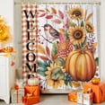 thumbnail image 4 of Shower Curtain 54"W x 78"L Welcome Fall Thanksgiving Pumpkins Flowers Fabric Shower Curtains Set with Hooks Water Repellent Bathroom Curtains Machine Washable Bathroom Accessories, 4 of 6