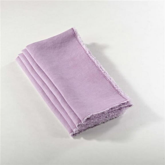 Saro Lifestyle 13009.LV20S 20 in. Square Fringed Design Linen Napkins - Lavender, Set of 4