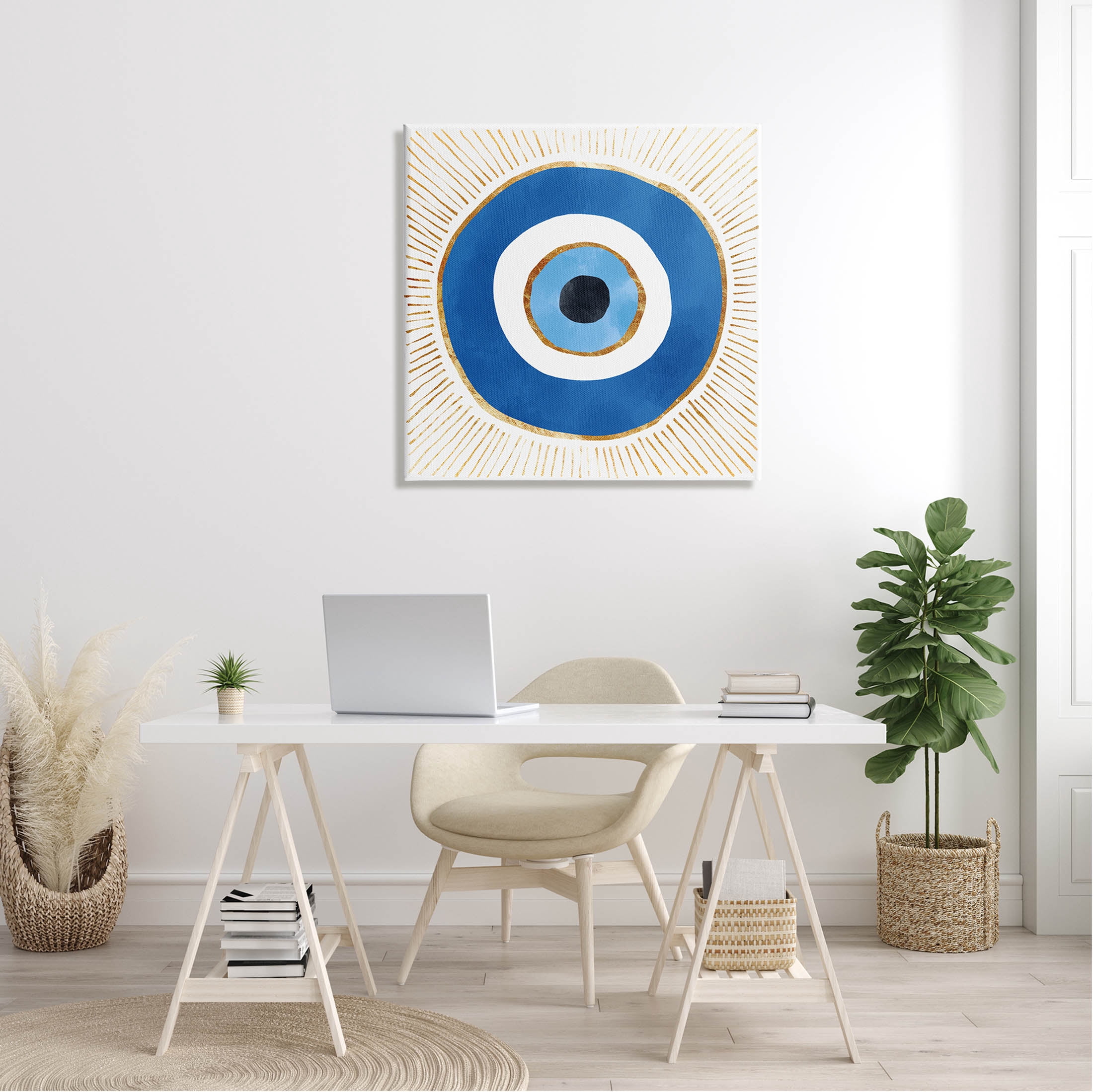Stupell Industries Evil Eye Symbol Striped Rays Graphic Art Gallery Wrapped Canvas Print Wall Art, Design by Ziwei Li