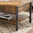 thumbnail image 2 of Mesa de centro rectangular de madera 104 cm - 2 cajones y estante - Diseño clásico con patas metálicas - Fácil montaje - Para salón, oficina o apartamento - Color clásico, 2 of 8