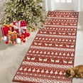 thumbnail image 3 of COZONY Christmas Runner Rug, Red 2x8ft, Washable Snowflake Carpet, Non-Slip Decorative Accent for Hallway or Dining Room, 3 of 9