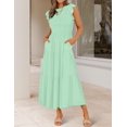 thumbnail image 2 of FUNING Women's 2025 Summer Casual Flutter Short Sleeve Crew Neck Smocked Elastic Waist Tiered Midi Dress, 2 of 7