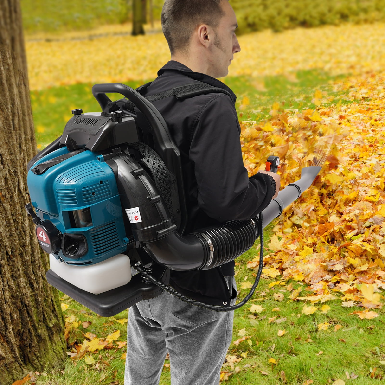 4 Stroke Gasoline Leaf Blower 75.6CC Garden Backpack Gasoline Engine Leaf Blower
