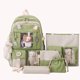 thumbnail image 5 of Bolsa Bolso 5 unidades/juego de mochilas escolares de lona para mujer, mochilas escolares Kawaii para estudiantes (verde), 5 of 5