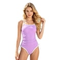 thumbnail image 2 of EliteGoogv One Piece Swimsuit For Girls Solid Contrast Color Bathing Suit Summer Beach Pool Vacation Swimwear Purple, 2 of 5