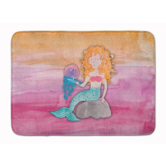 Blonde Mermaid Watercolor Machine Washable Memory Foam Mat