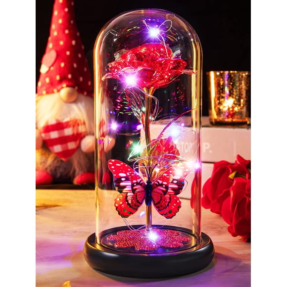 Gift Galaxy Glass Rose Forever Crystal Flor Light