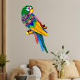 thumbnail image 3 of Arte de pared tropical de loro de metal, decoración de pared de pájaro, decoraciones al aire libre para cerca de patio, jardín, hogar, cocina, balcón, Verde Macarena Estatua de loro, 3 of 8