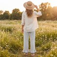 thumbnail image 6 of Satingcolo Linen Pants Women Wide Leg Ruffle Hem Pull On High Waisted Elastic Waist Cropped Ankle Casual Beach Summer Pants White S, 6 of 8